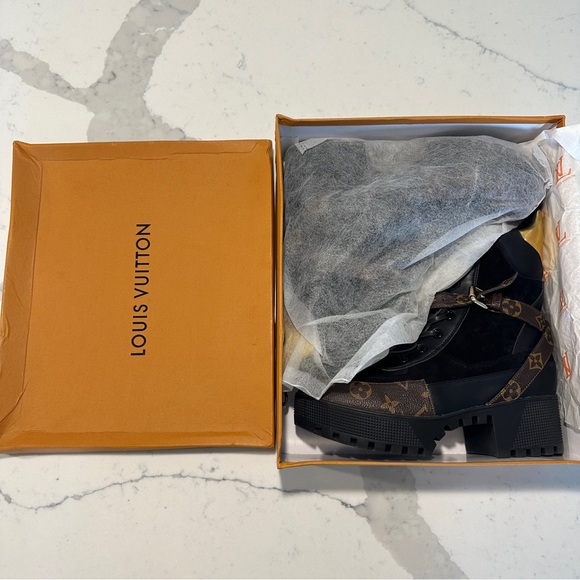 NEW Chunky Monogram-Style Lace-Up Boots - Picture 7 of 9